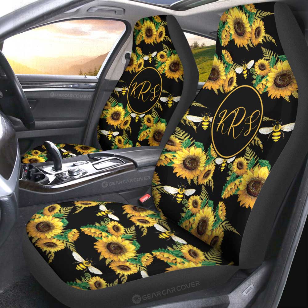 Sunflower Car Seat Covers Custom Personalized Name Car Accessories