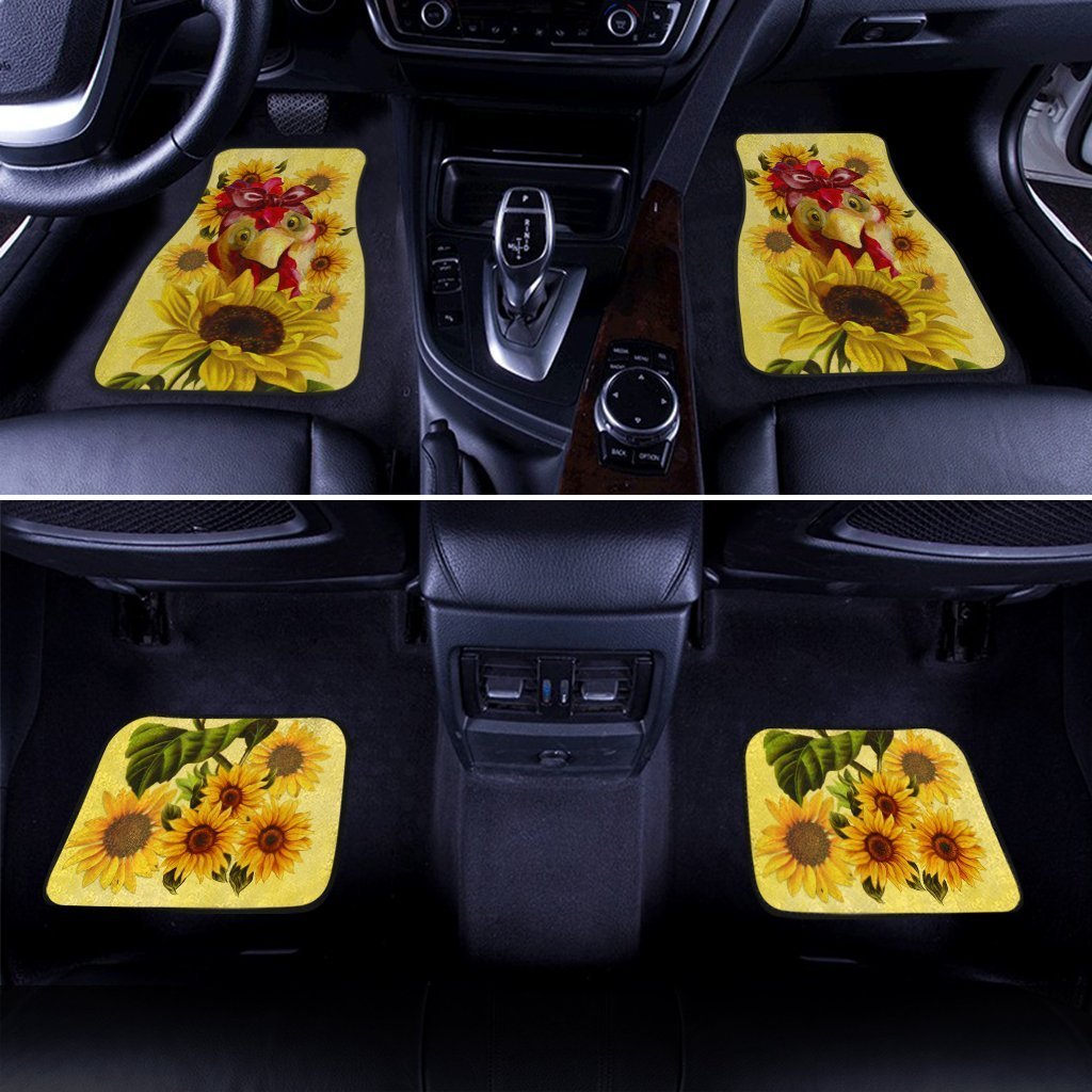 Sunflower Chicken Car Floor Mats Custom Farm Animal Car Accessories