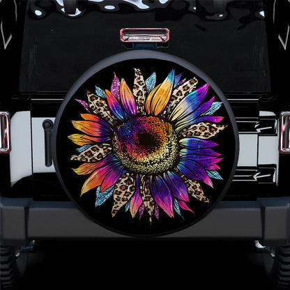 Sunflower Colorful Leopard Jeep Car Spare Tire Cover