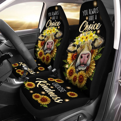 Sunflower Cow Car Seat Covers Custom Choose Kindness Cow Car Accessories