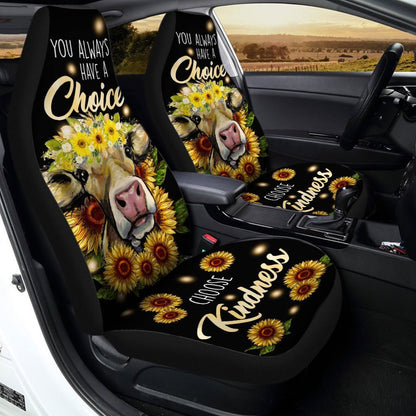 Sunflower Cow Car Seat Covers Custom Choose Kindness Cow Car Accessories