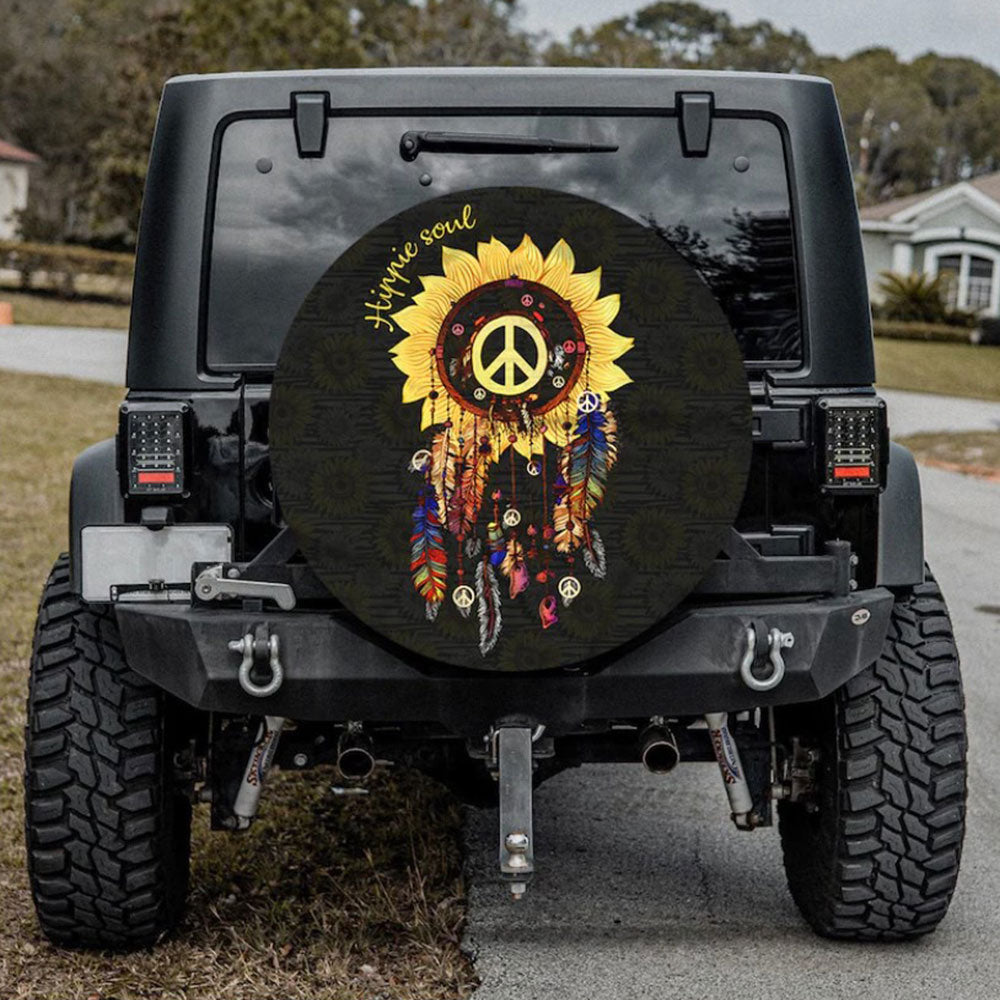 Sunflower Dream Catcher Hippie Soul Jeep Car Spare Tire Cover