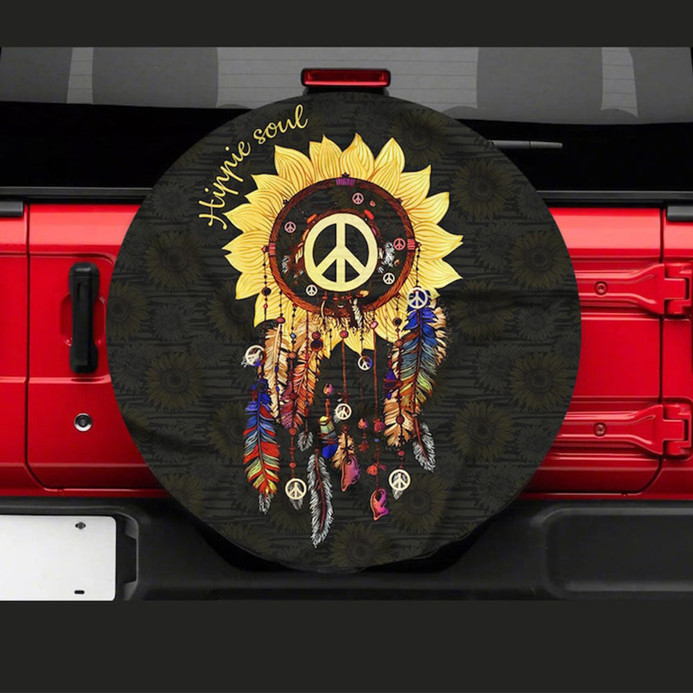 Sunflower Dream Catcher Hippie Soul Jeep Car Spare Tire Cover