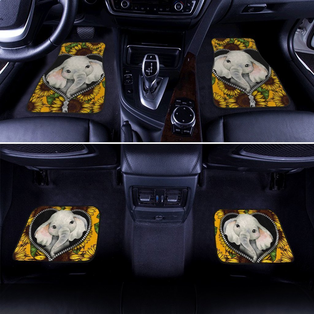 Sunflower Elephant Car Floor Mats Custom Cute Car Accessories