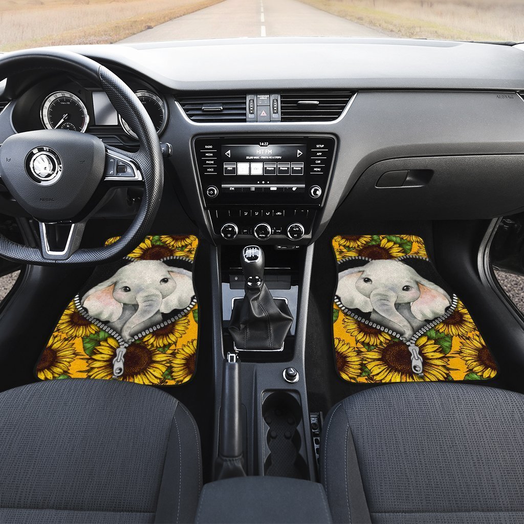 Sunflower Elephant Car Floor Mats Custom Cute Car Accessories