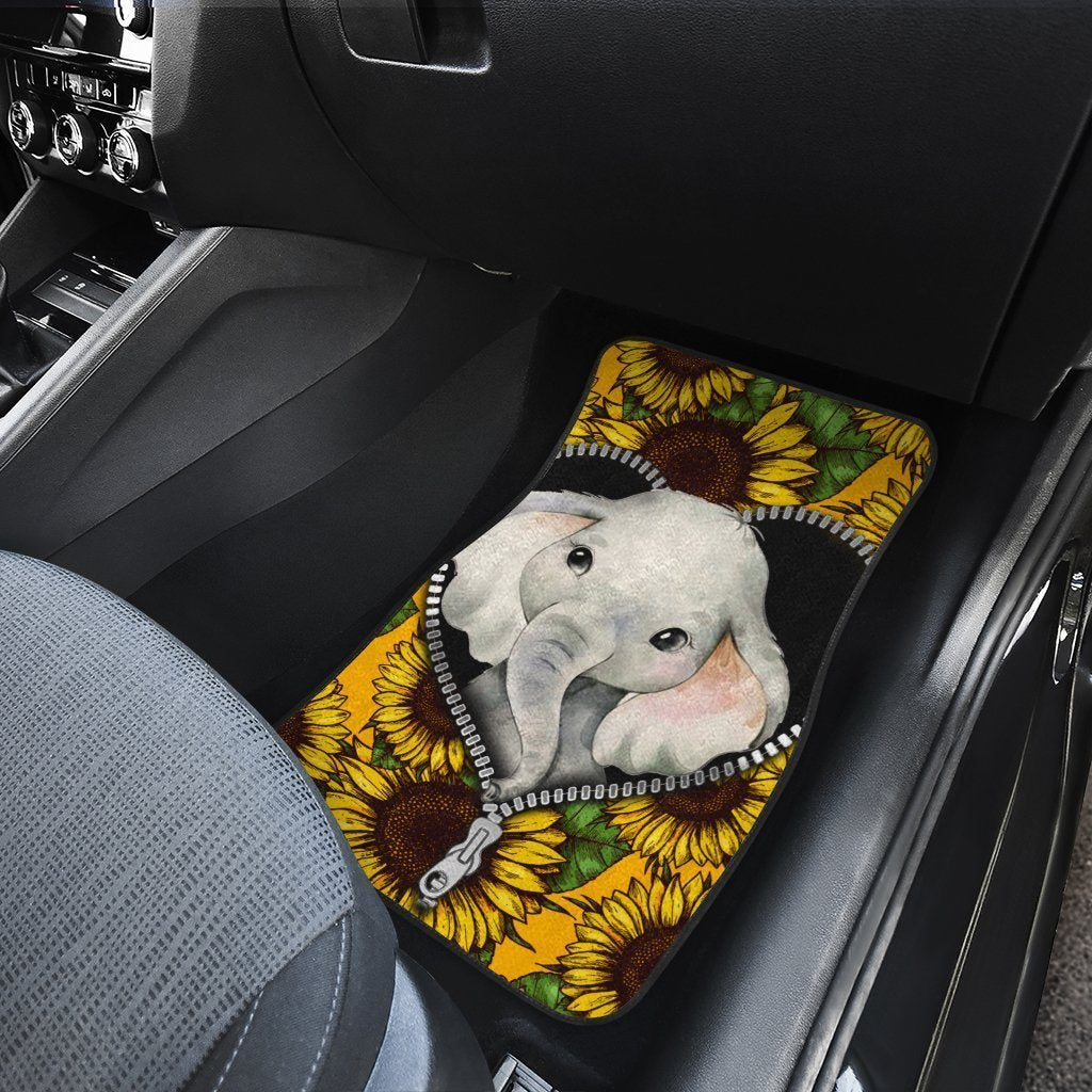 Sunflower Elephant Car Floor Mats Custom Cute Car Accessories