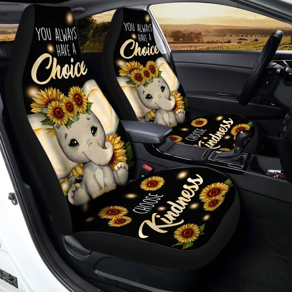 Sunflower Elephant Car Seat Covers Custom Elephant Car Accessories