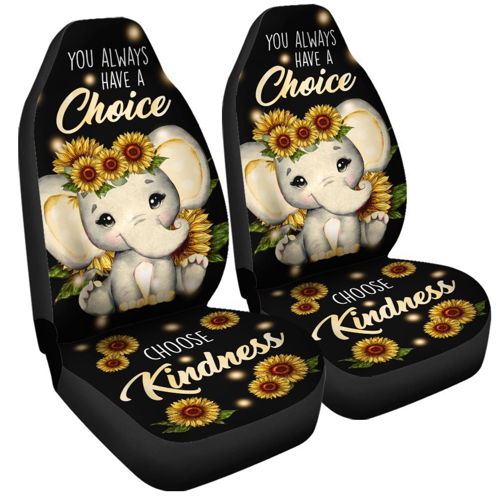 Sunflower Elephant Car Seat Covers Custom Elephant Car Accessories