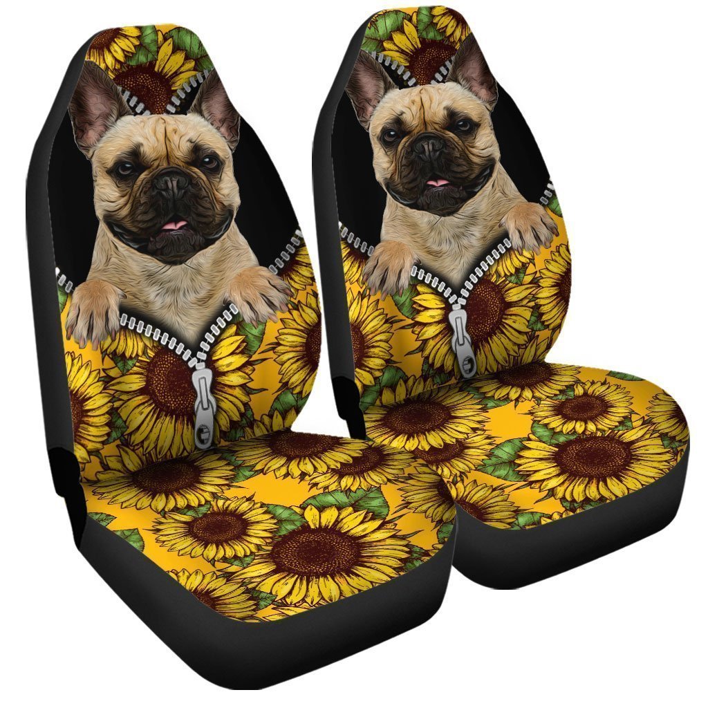Sunflower French Bulldog Car Seat Covers