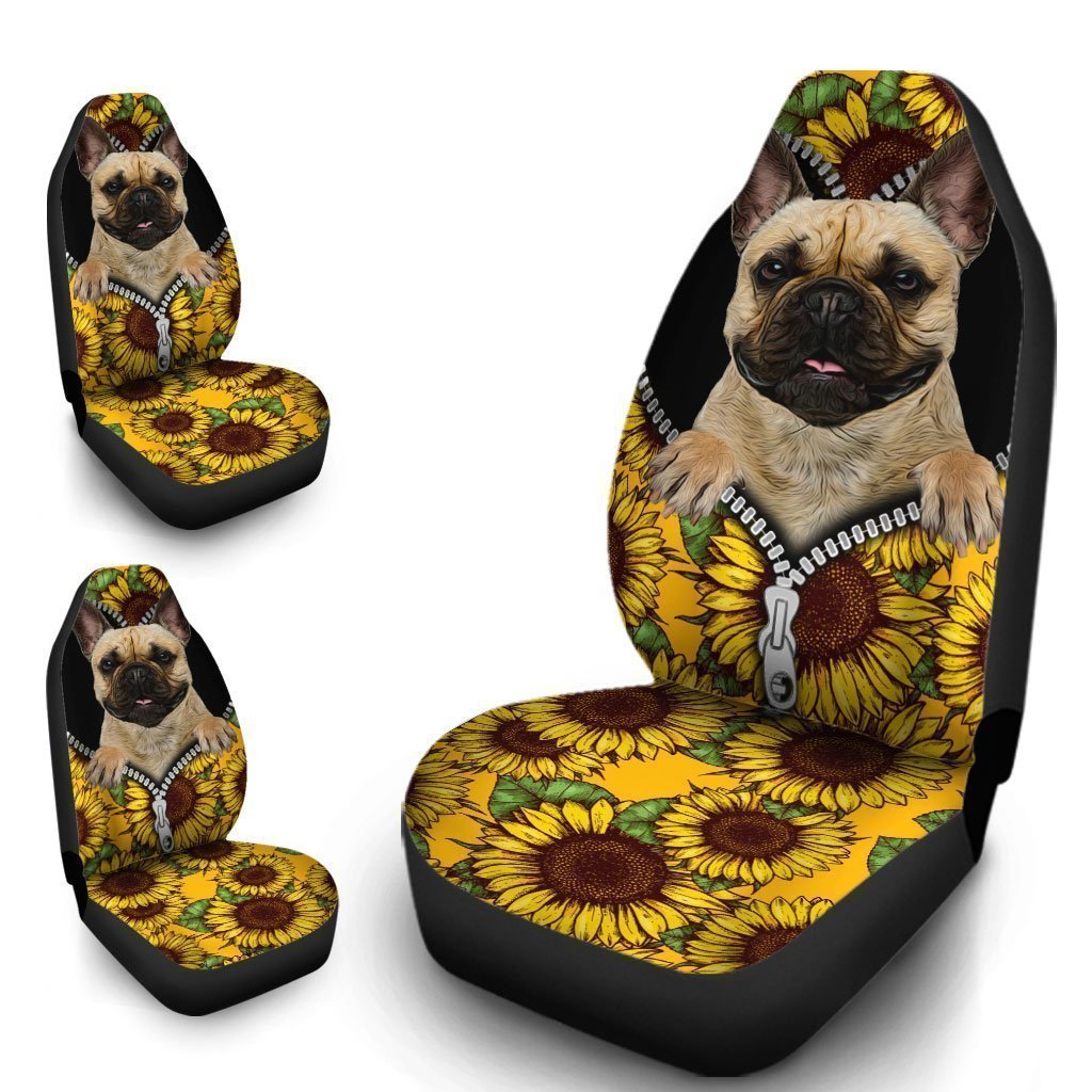 Sunflower French Bulldog Car Seat Covers