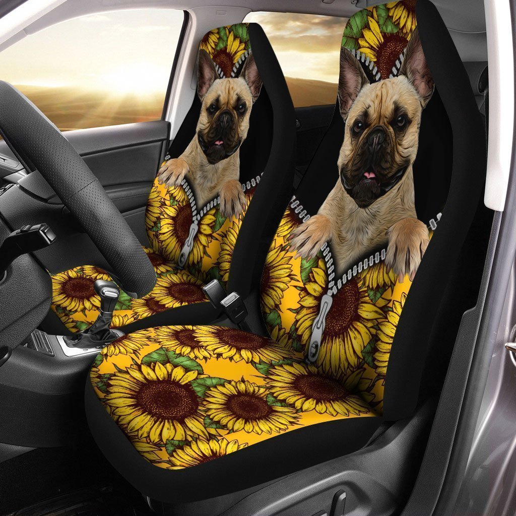 Sunflower French Bulldog Car Seat Covers