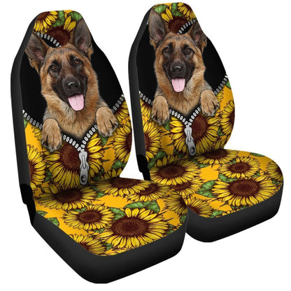 Sunflower German Shepherd Car Seat Covers Custom Car Accessories For German Shepherd Trainers
