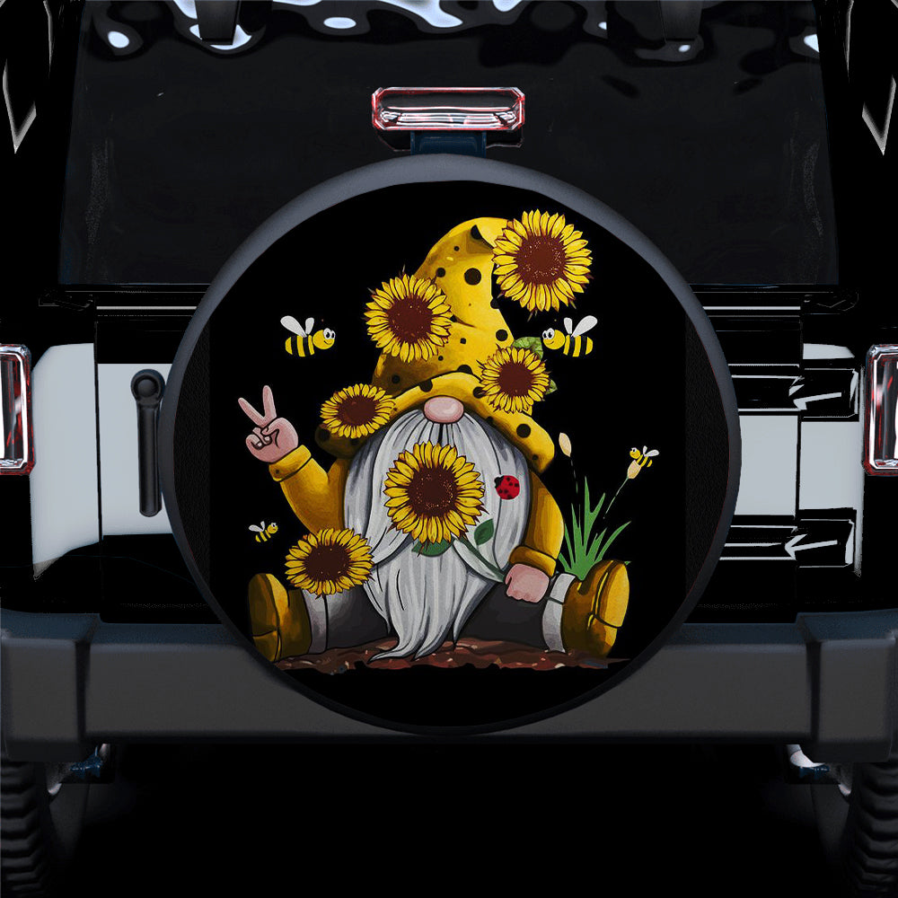 Sunflower Gnome Jeep Car Spare Tire Cover