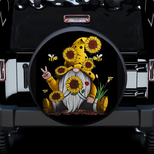 Sunflower Gnome Jeep Car Spare Tire Cover
