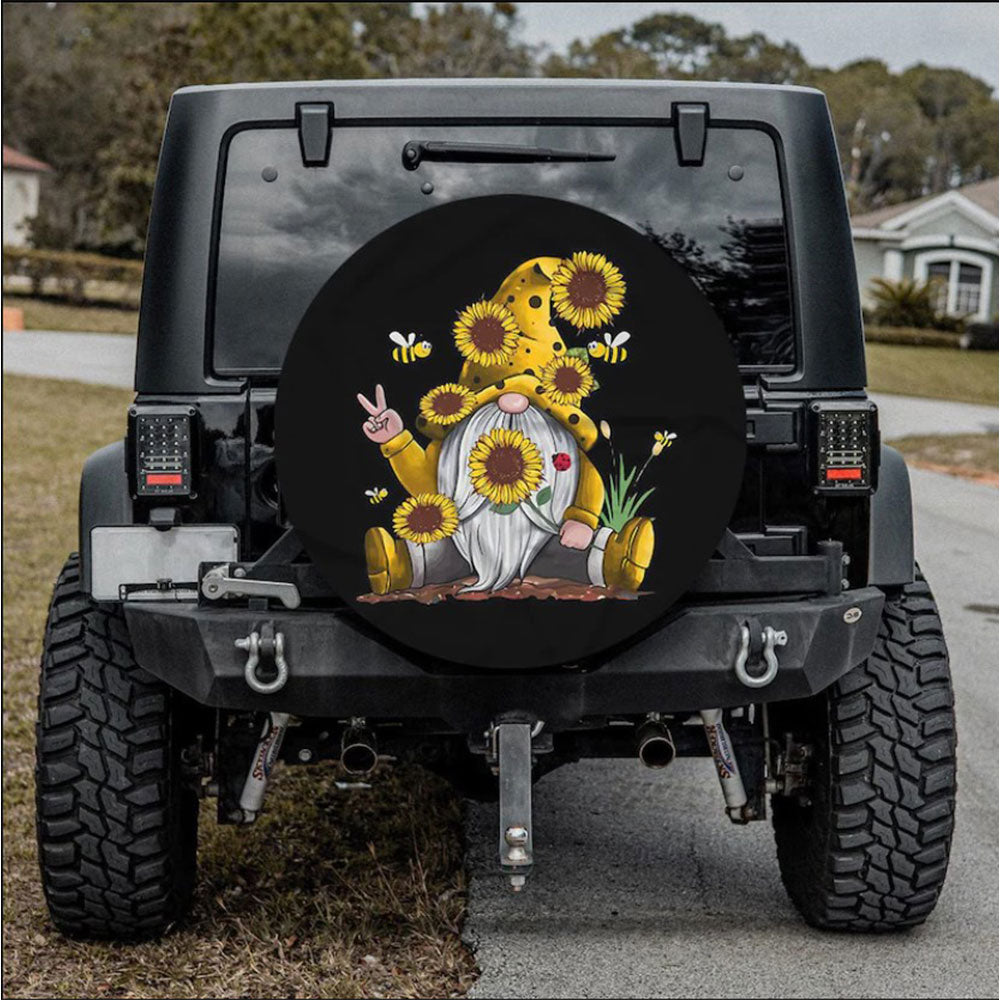 Sunflower Gnome Jeep Car Spare Tire Cover
