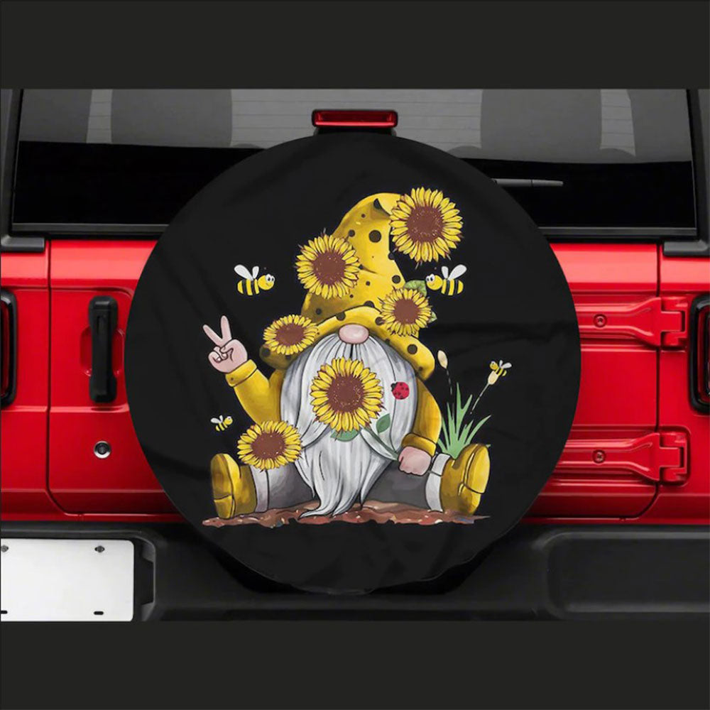 Sunflower Gnome Jeep Car Spare Tire Cover