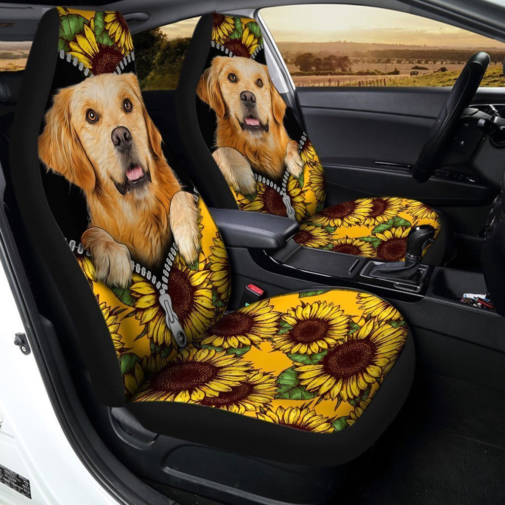Sunflower Golden Retriever Car Seat Covers Custom Gift Idea For Golden Retriever Owners