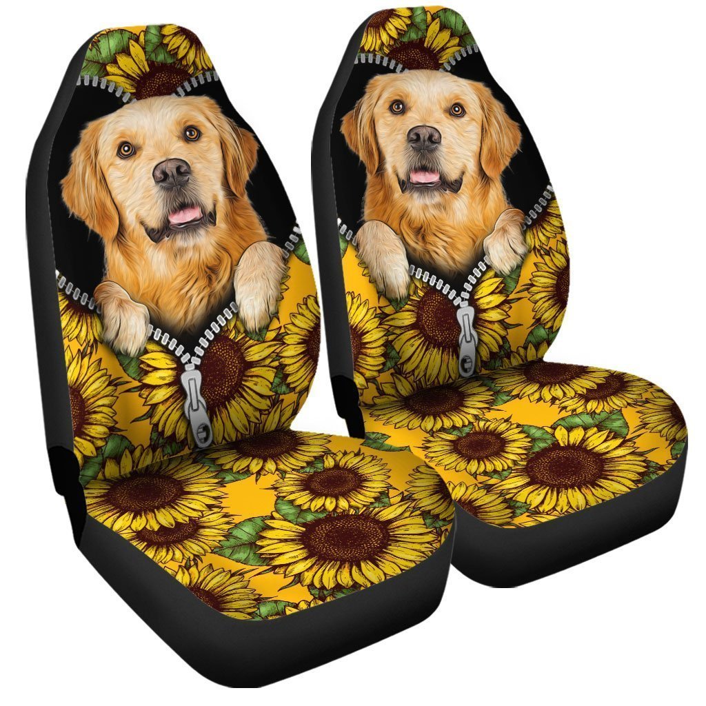 Sunflower Golden Retriever Car Seat Covers Custom Gift Idea For Golden Retriever Owners
