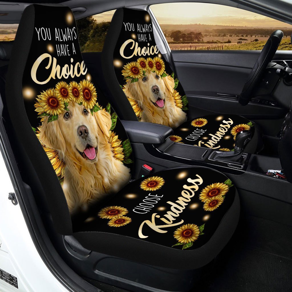 Sunflower Golden Retriever Car Seat Covers Custom Kindness  Dog Car Accessories