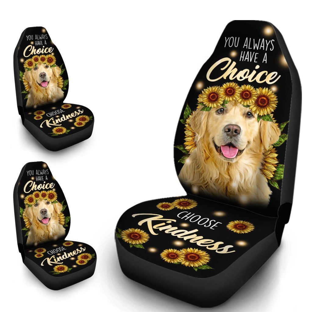 Sunflower Golden Retriever Car Seat Covers Custom Kindness  Dog Car Accessories
