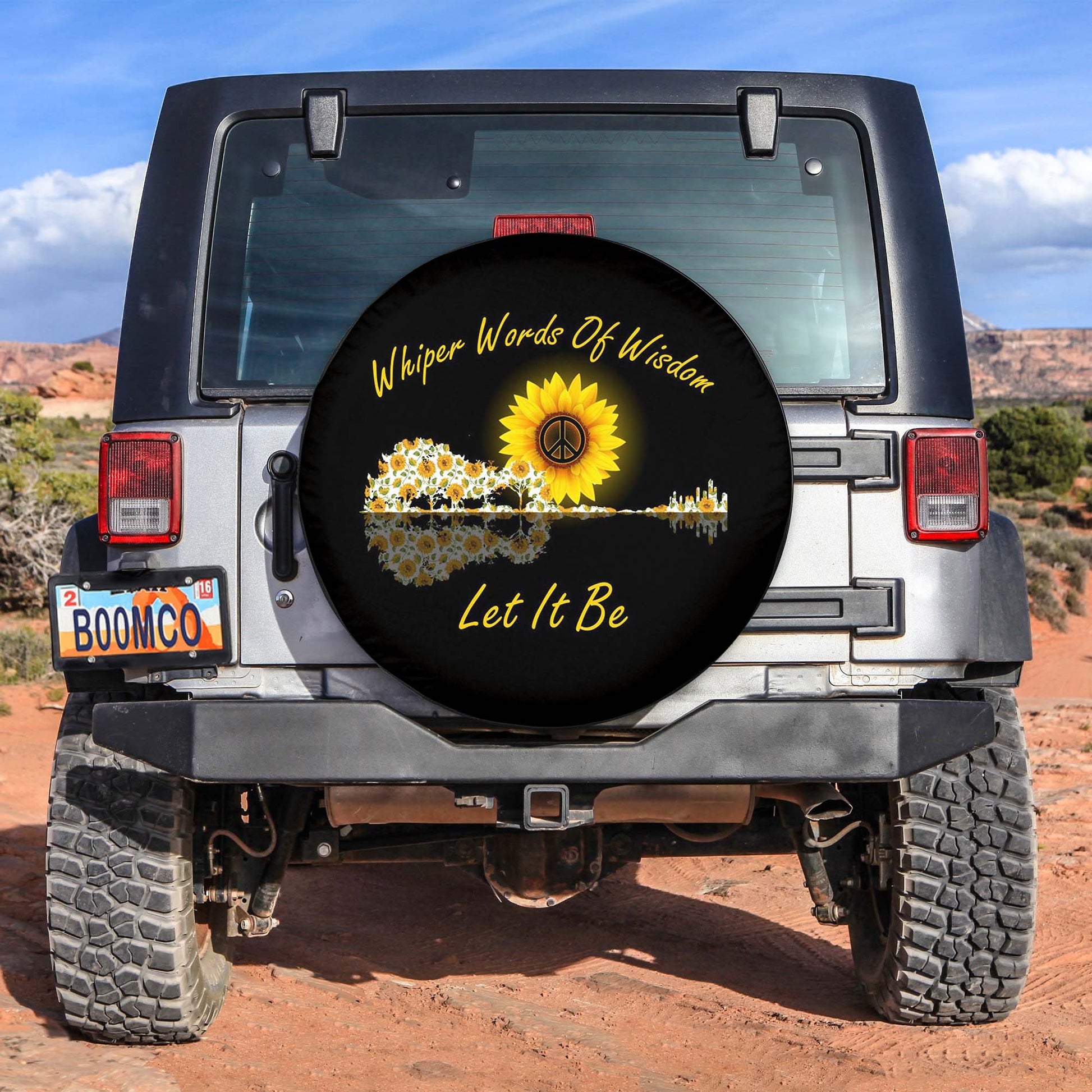 Sunflower Guitar Whiper Words of Wisdom Spare Tire Cover