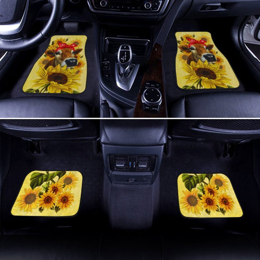 Sunflower Heifer Car Floor Mats Custom Animal Farm Car Accessories