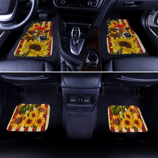 Sunflower Heifer Car Floor Mats Custom US Flag Car Accessories