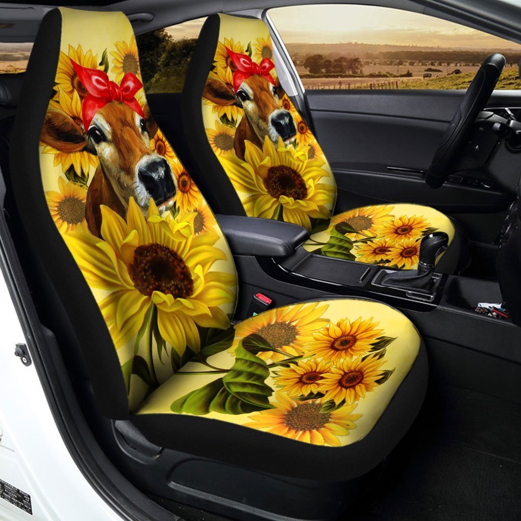 Sunflower Heifer Car Seat Covers Custom Animal Farm Car Accessories