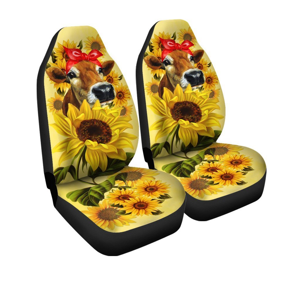 Sunflower Heifer Car Seat Covers Custom Animal Farm Car Accessories
