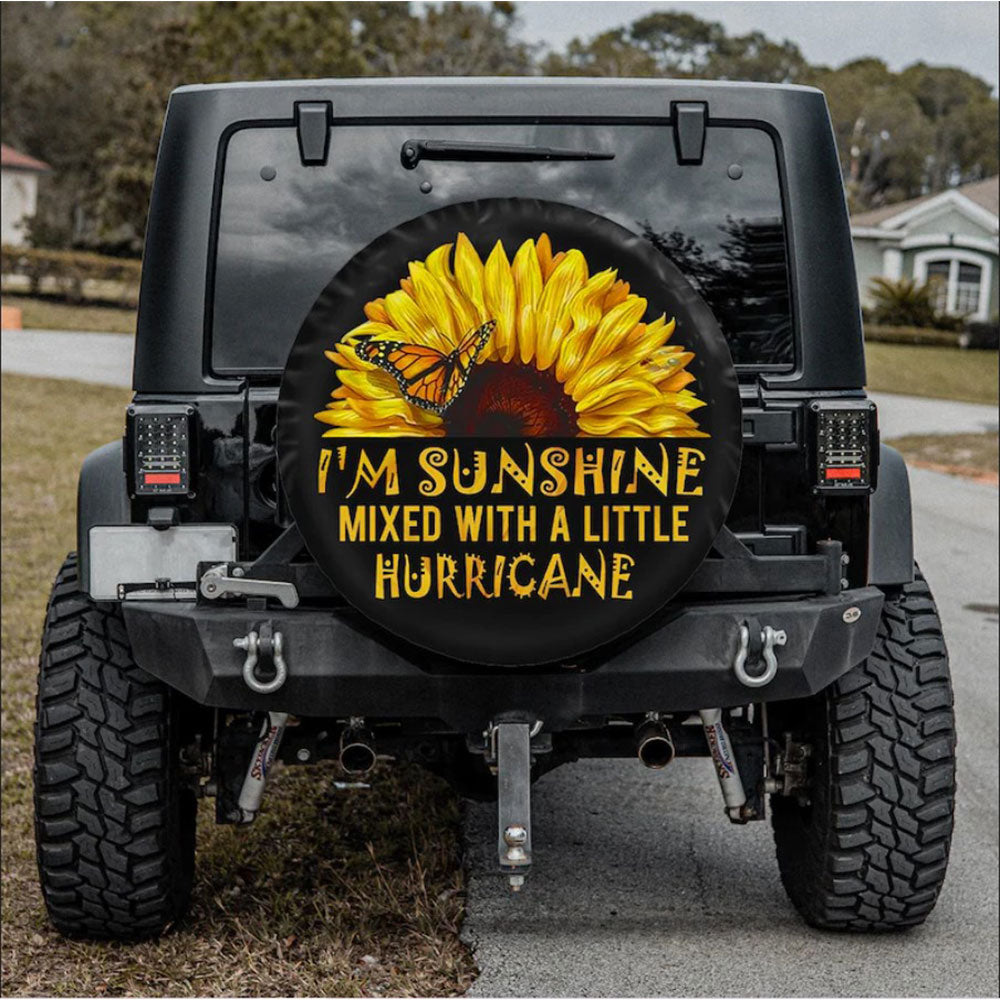 Sunflower I'm Sunshine Mixed With A Little Hurricane Car Spare Tire Cover