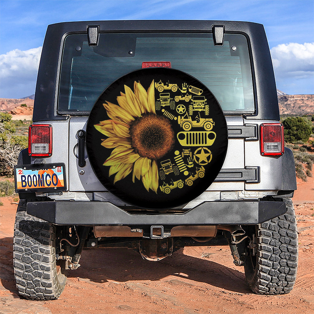 Sunflower Jeep Car Spare Tire Cover
