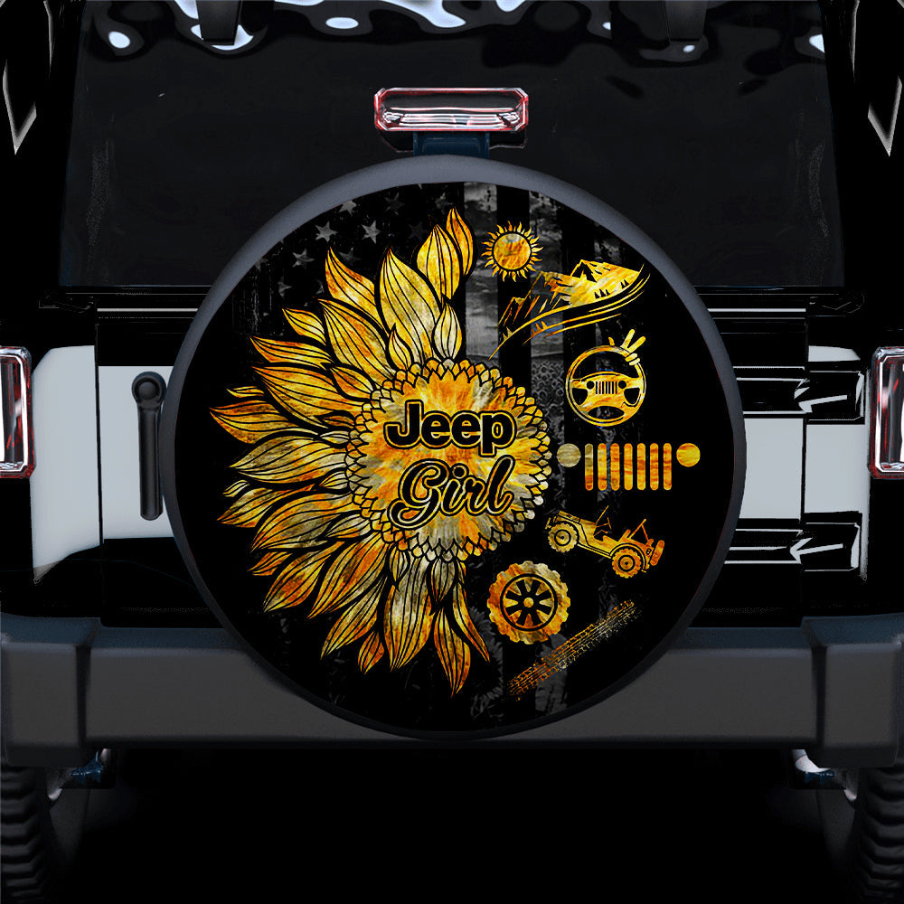 Sunflower Jeep Girl Lifestyle Jeep Car Spare Tire Cover