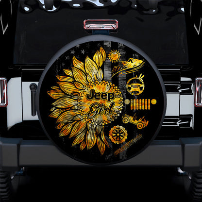 Sunflower Jeep Girl Lifestyle Jeep Car Spare Tire Cover