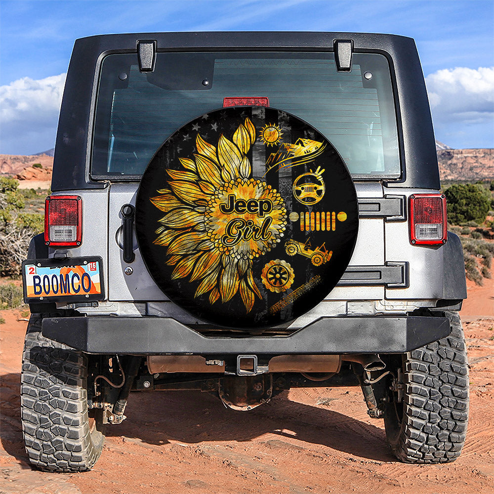 Sunflower Jeep Girl Lifestyle Jeep Car Spare Tire Cover