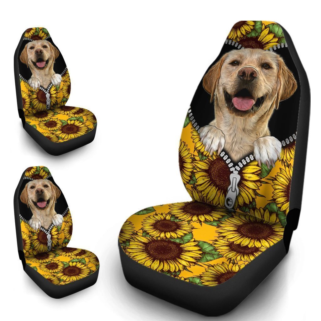 Sunflower Labrador Retriever Car Seat Covers Custom Funny Gift Idea For Labrador Retriever Owners