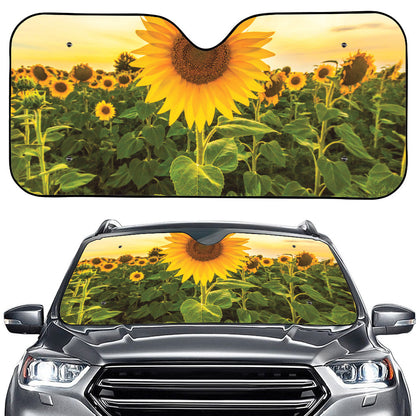 Sunflower Landscape Print Car Windshield Sun Shade
