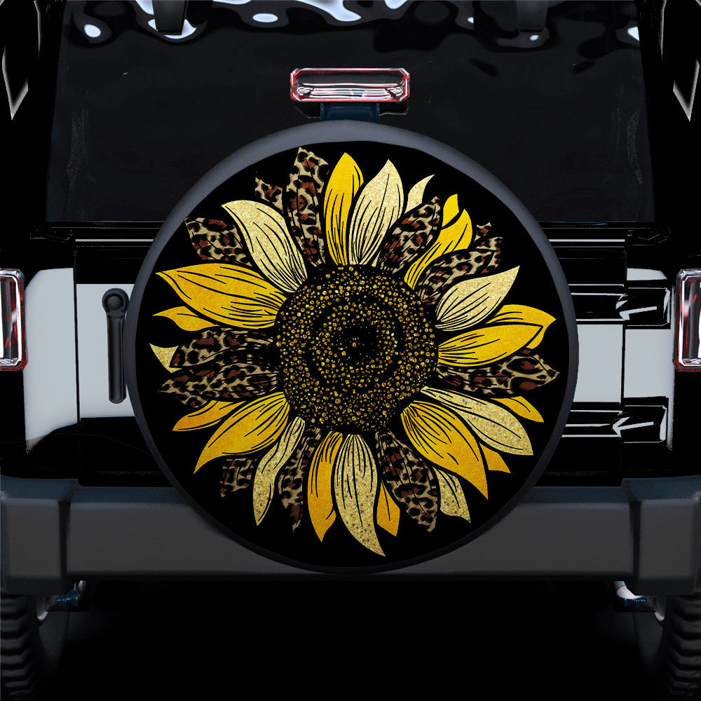 Sunflower Leopard Car Spare Tire Cover