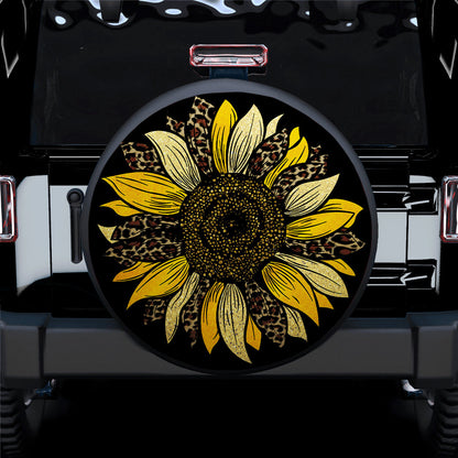 Sunflower Leopard Car Spare Tire Cover