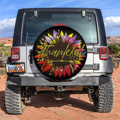 Sunflower Leopard Colorful With Thankful Car Spare Tire Cover