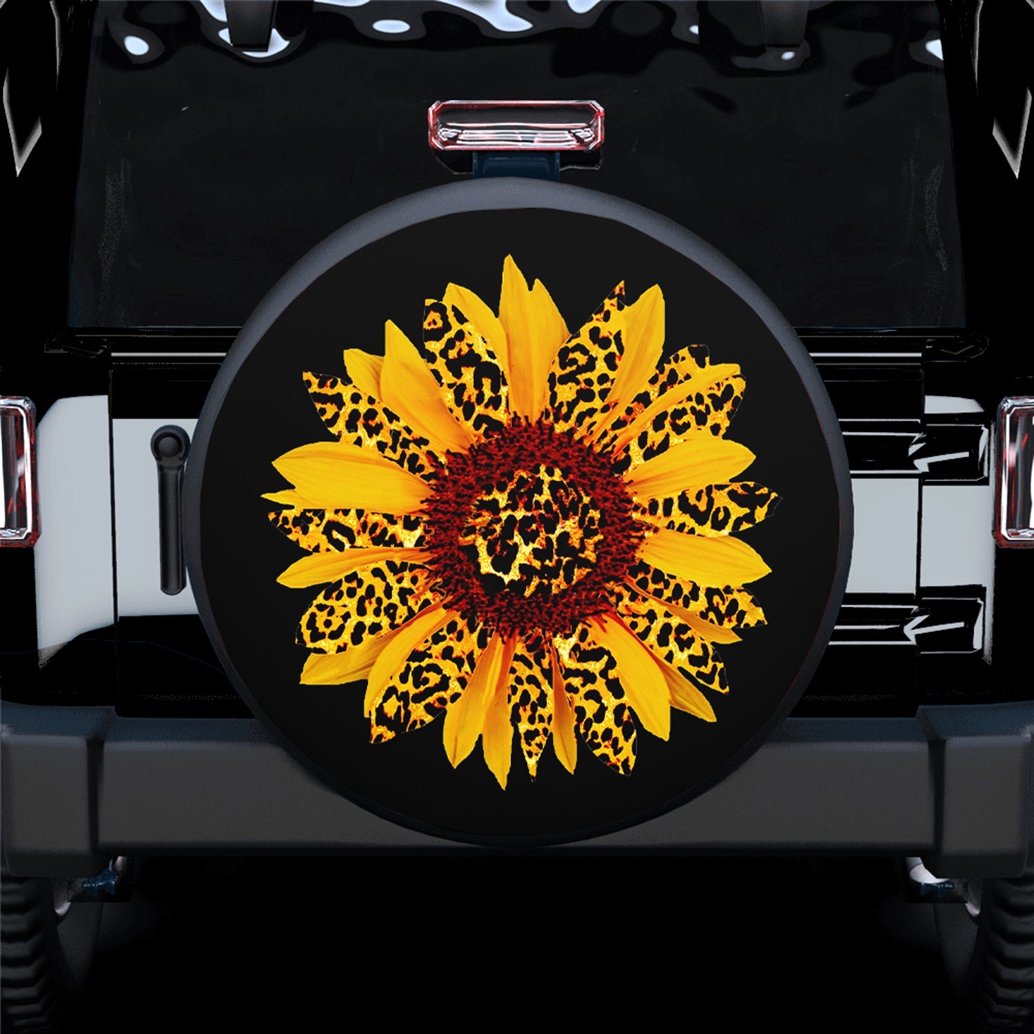 Sunflower Leopard Spare Tire Cover