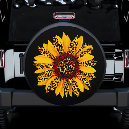 Sunflower Leopard Spare Tire Cover