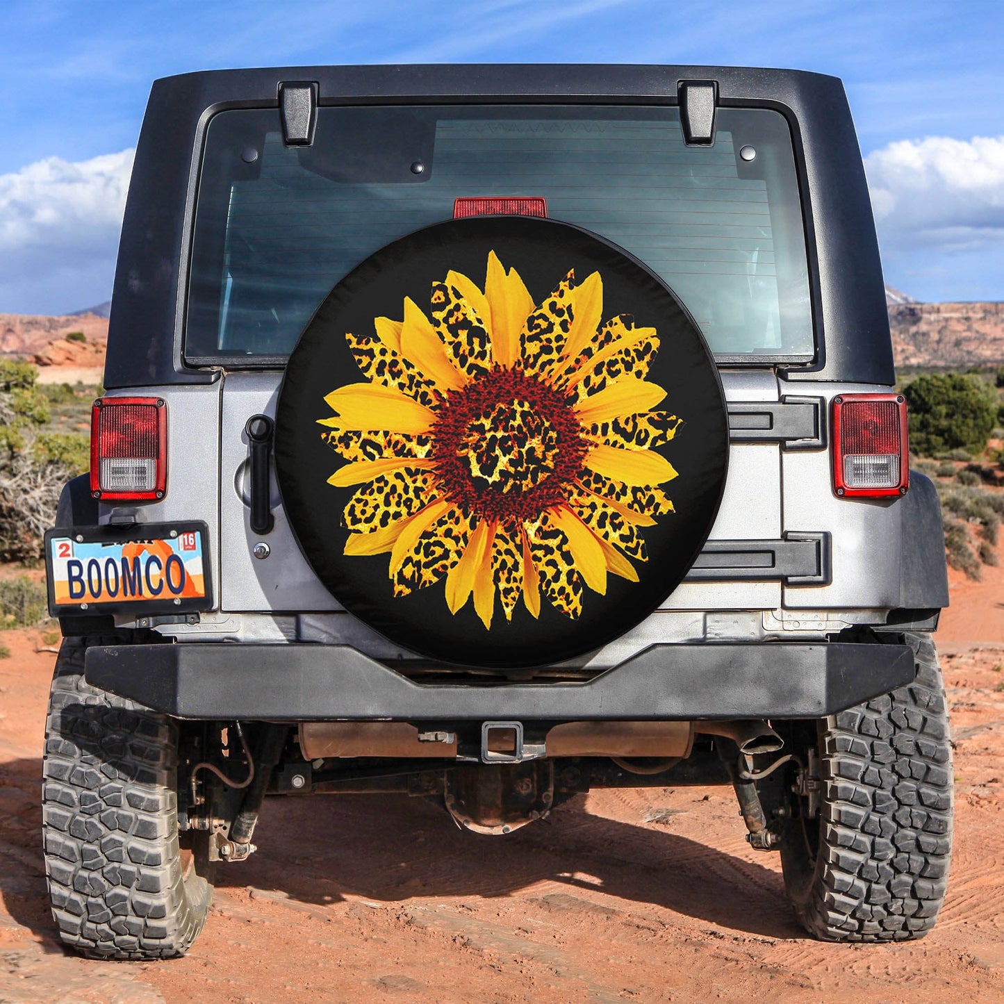 Sunflower Leopard Spare Tire Cover