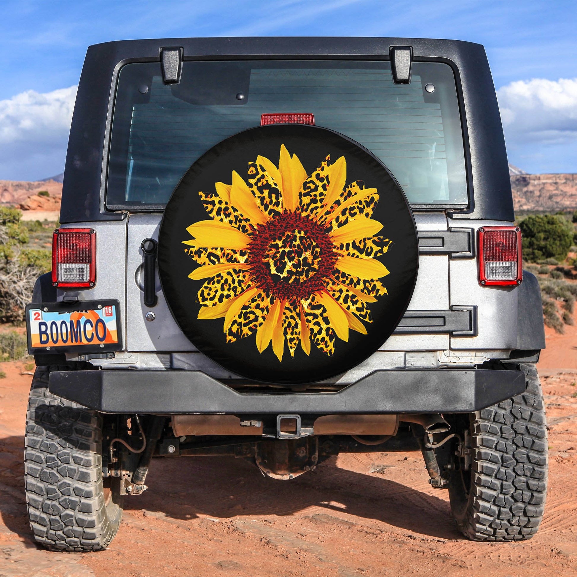 Sunflower Leopard Spare Tire Cover