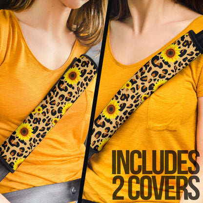 Sunflower Leopard Premium Custom Car Seat Belt Covers
