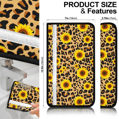 Sunflower Leopard Premium Custom Car Seat Belt Covers