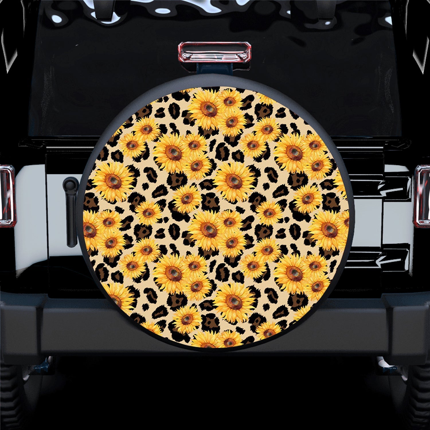Sunflower Leopard Skin Spare Tire Cover