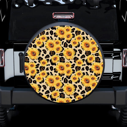 Sunflower Leopard Skin Spare Tire Cover