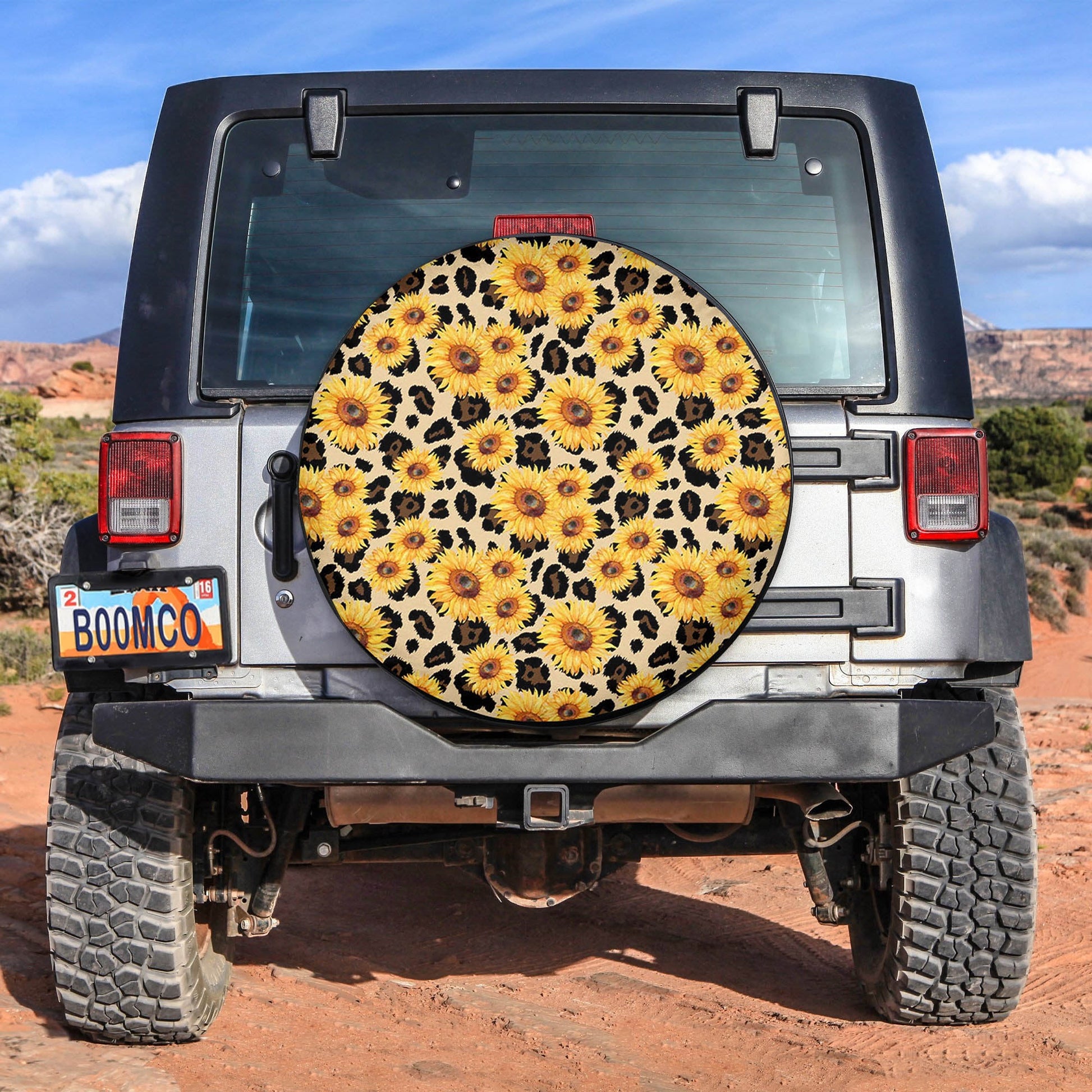 Sunflower Leopard Skin Spare Tire Cover