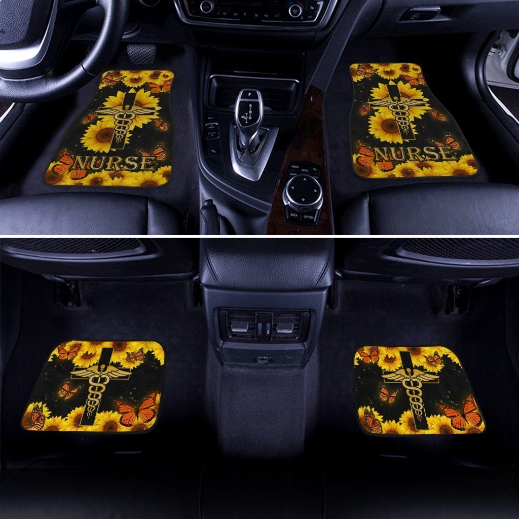 Sunflower Nurse Car Floor Mats Custom Car Accessories For Nurse