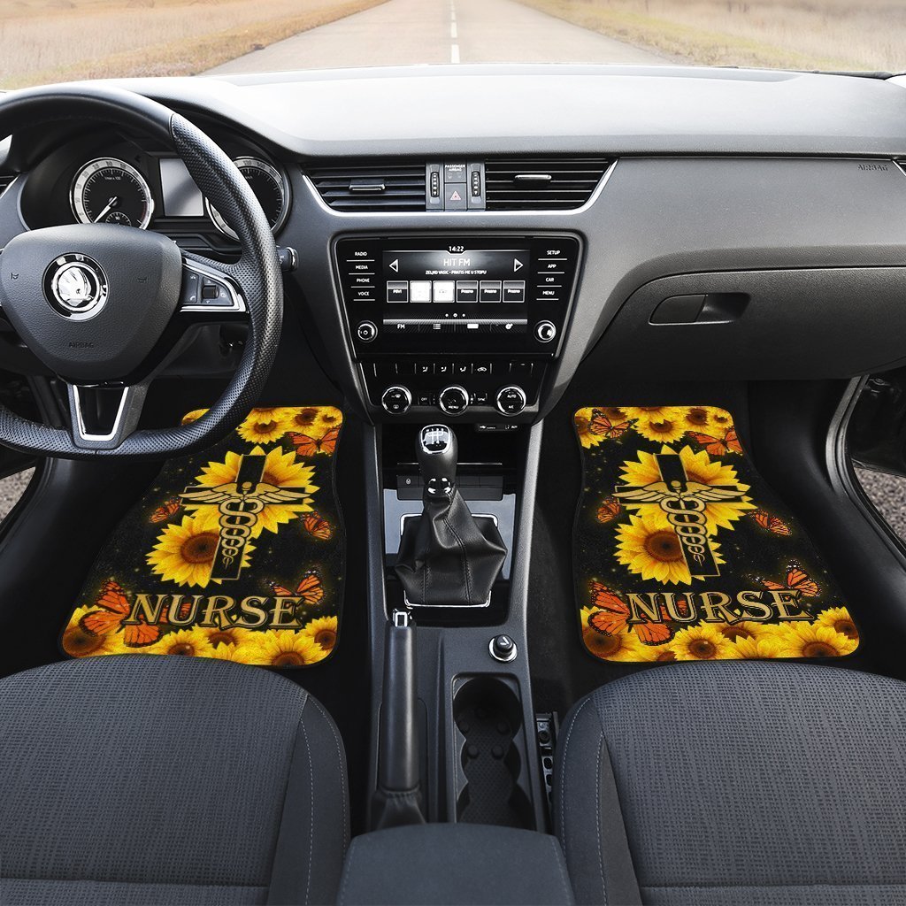Sunflower Nurse Car Floor Mats Custom Car Accessories For Nurse